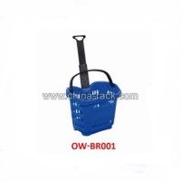 Popular Rolling Plastic Supermarket Shopping Basket with Handle